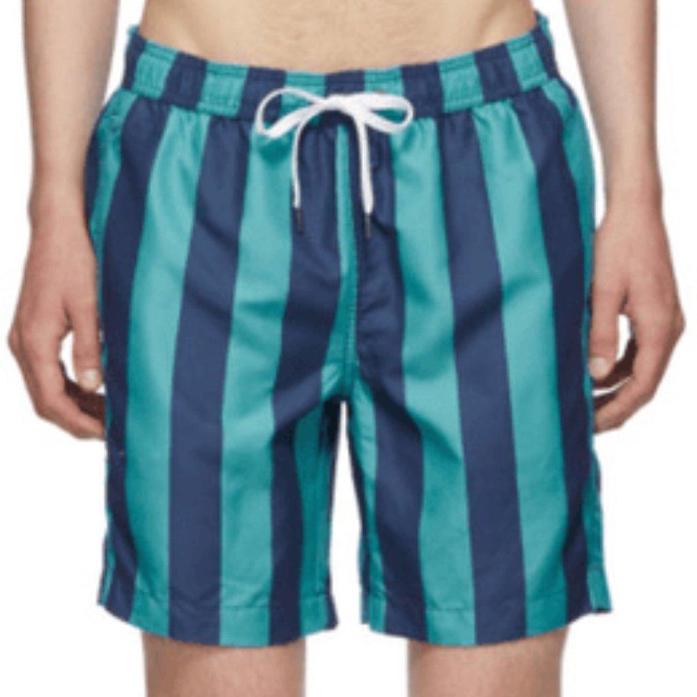 Onia Blue Marco Stripe The Charles 7 Swim Shorts